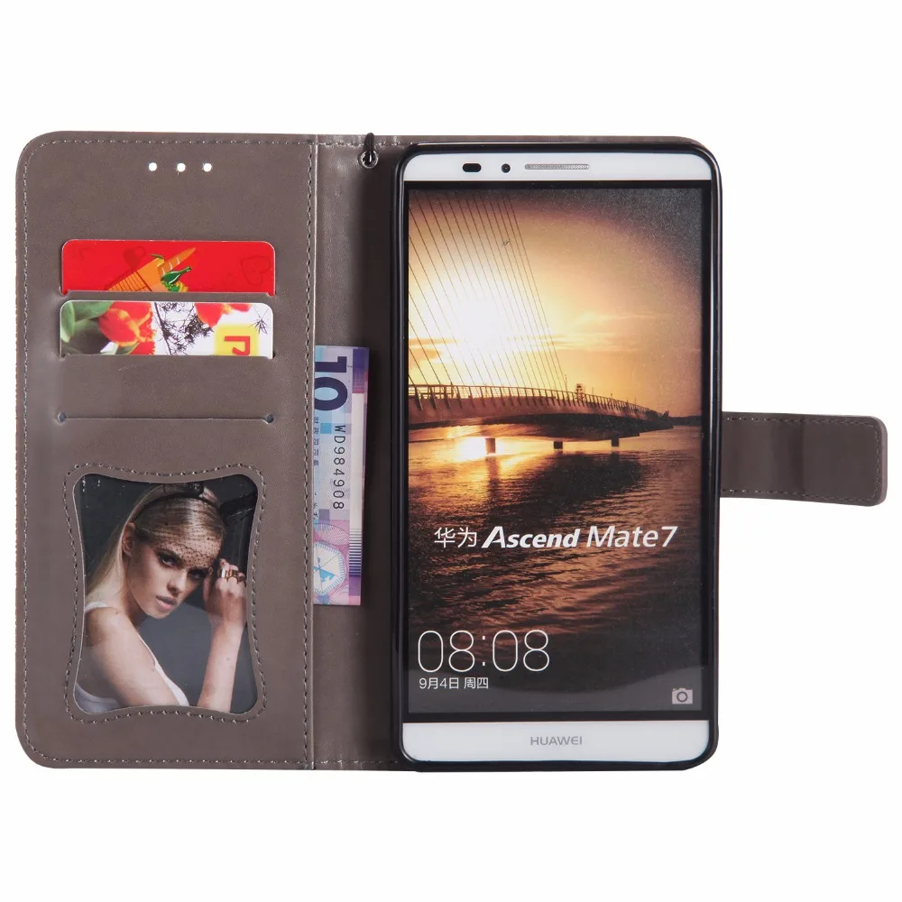 Чехол для телефона Huawei mate7 3D тиснением Подставки телефон карман держатель карты