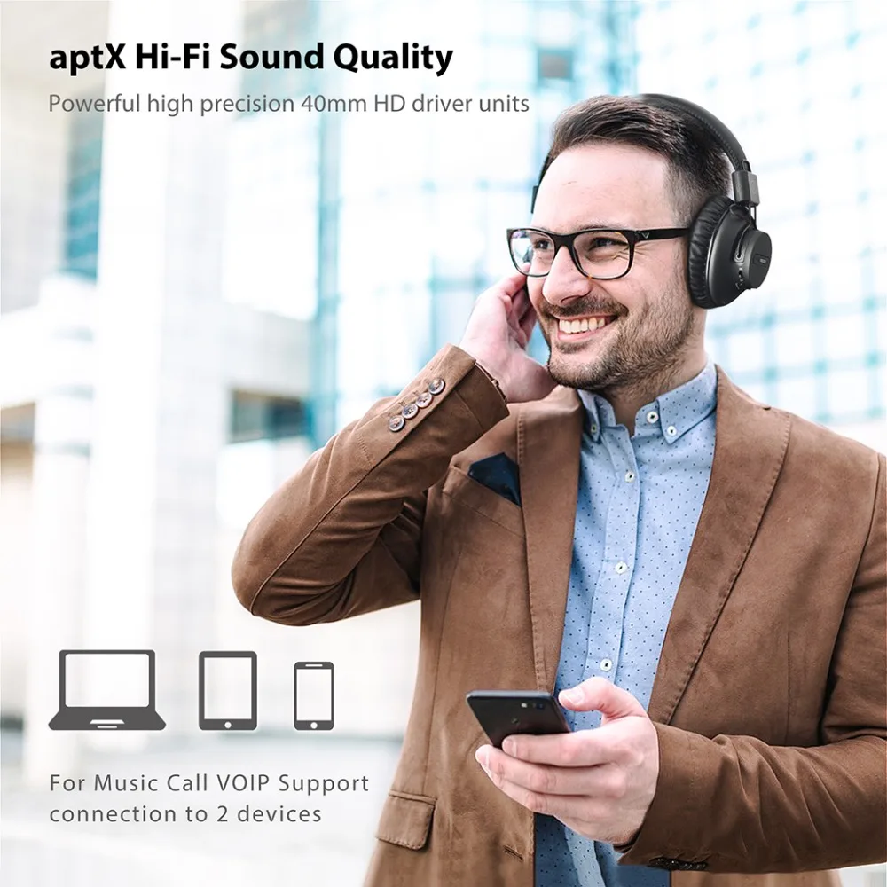 Avantree Bluetooth 5 0 складные наушники Hi-Fi стерео Беспроводная гарнитура с микрофоном APTX