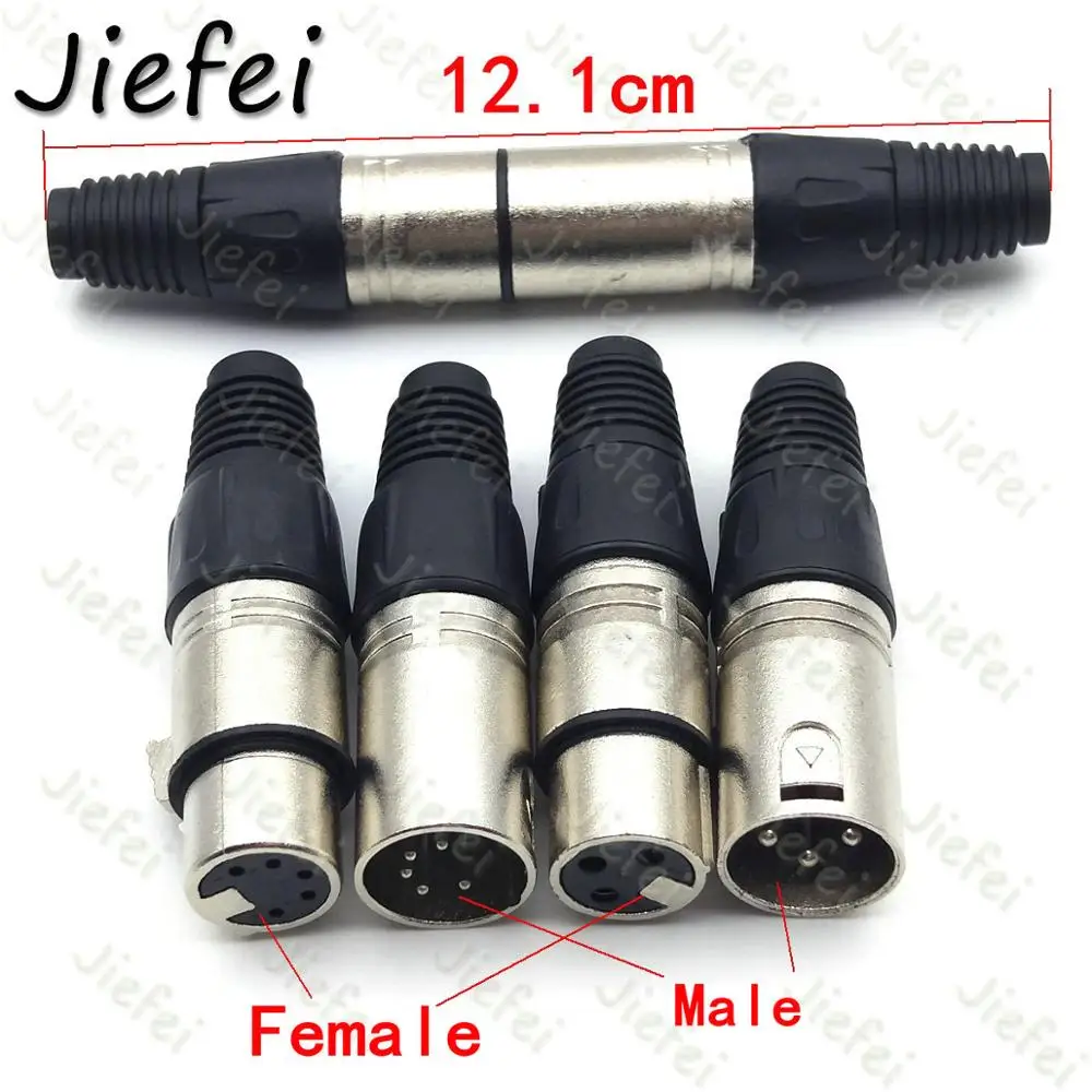 5 комплектов XLR 3Pin 5pin аудио микрофонный кабель Разъем Черный штекер + гнездо