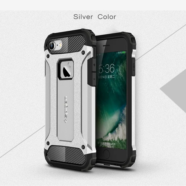 Серебристый Противоударный чехол для iPhone X XS Max XR 8 7 6 5 s 5S 6s plus 6plus 7plus 8plus высококачественный бронированный чехол для задней панели сотового телефона - Цвет: Серебристый
