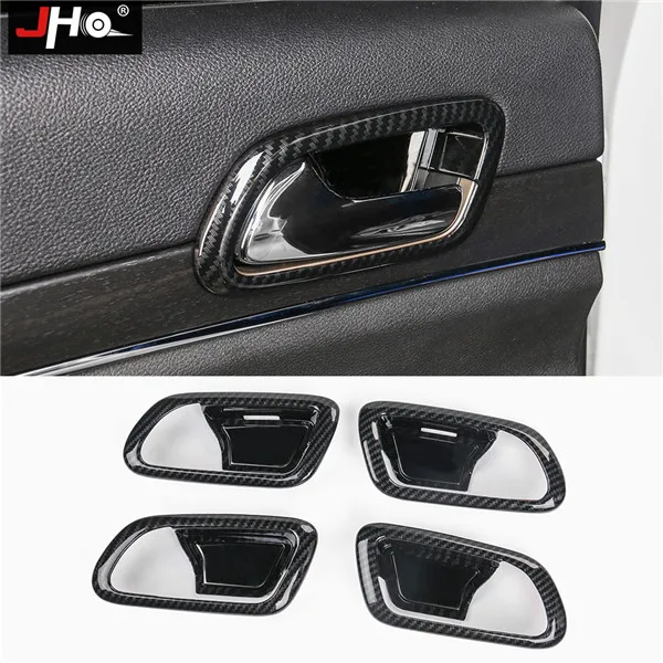 JHO ABS углеродного волокна зерна крышка Накладка для- Jeep Grand Cherokee 17 дверная ручка рулевого колеса автомобиля аксессуары - Название цвета: For Door Handle Bowl