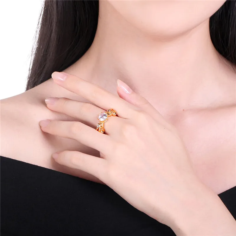 Cute Gold Color Heart Rings For Women Girl Minimalsit Cubic Zircon Crystal Love Femme Bijoux Anel Party Jewelry S4 | Украшения и