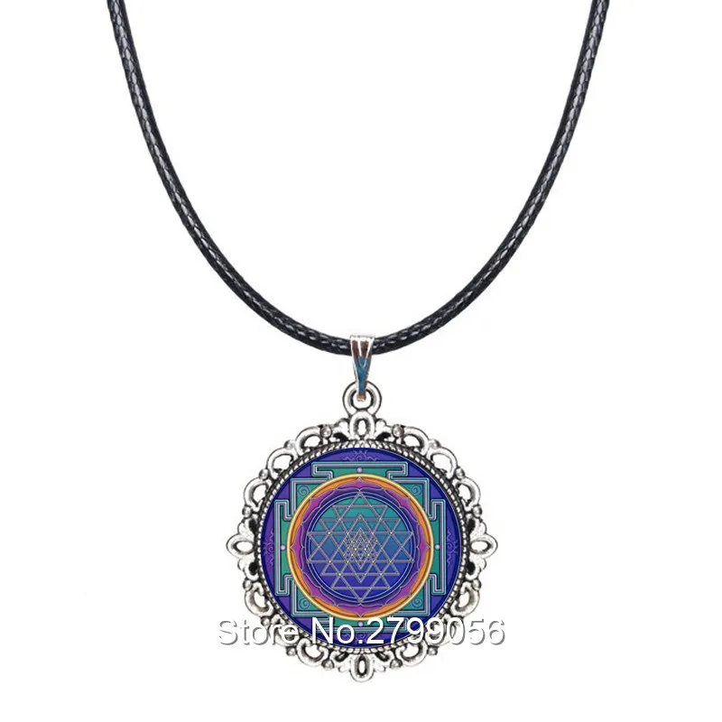 Buddhist Sri Yantra Necklace Talisman Pendant Sacred Geometry Choker Mandala Chakra Jewelry Spiritual Collar | Украшения и