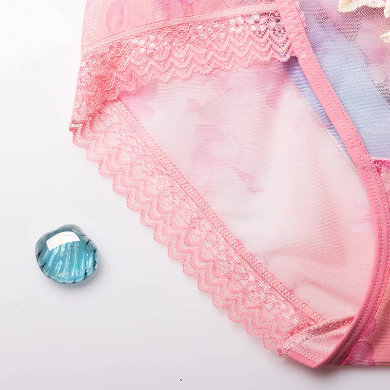 Сексуальное нижнее белье с цветочной вышивкой дышащее прозрачное Сетчатое