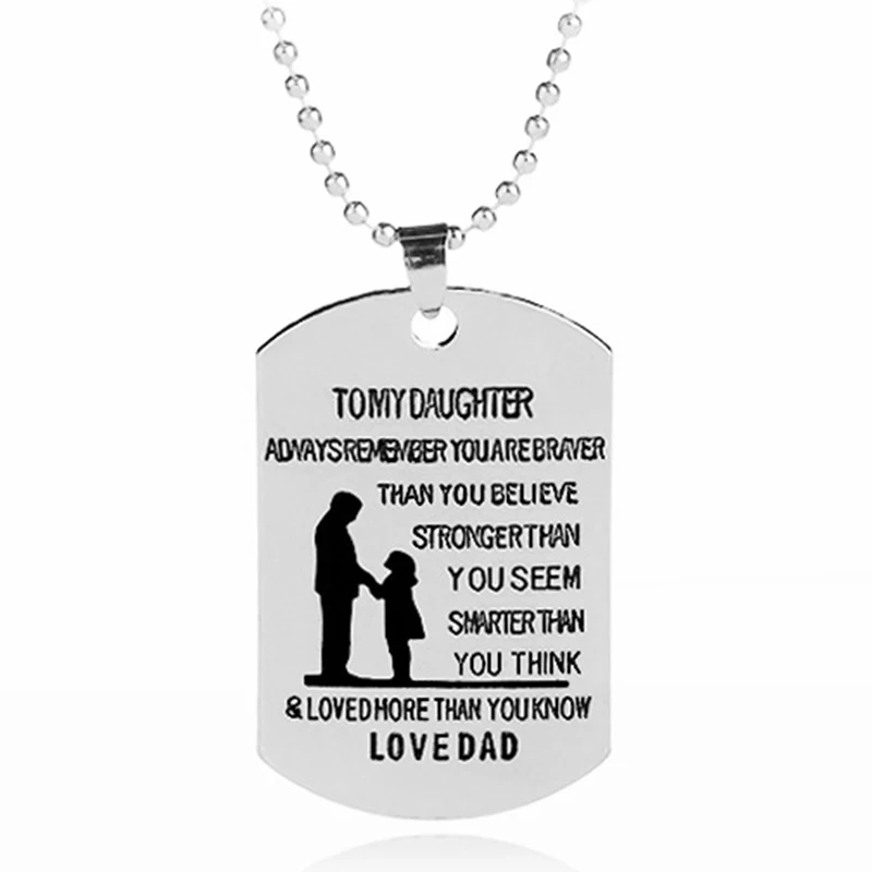 

My Daughter Tag Dog Collar Stainless Steel Dad daughter Pendant Necklace Nameplated Necklace Dog Tag To my Daughter gifts