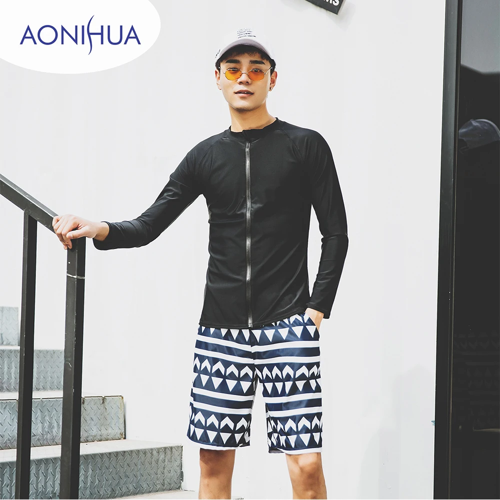 

Aonihua Two Piece Swimsuit Men's Swimming Trunks For Swimming Sport Long Sleeve Swimsuit Separate SwimWear For Teens 1933