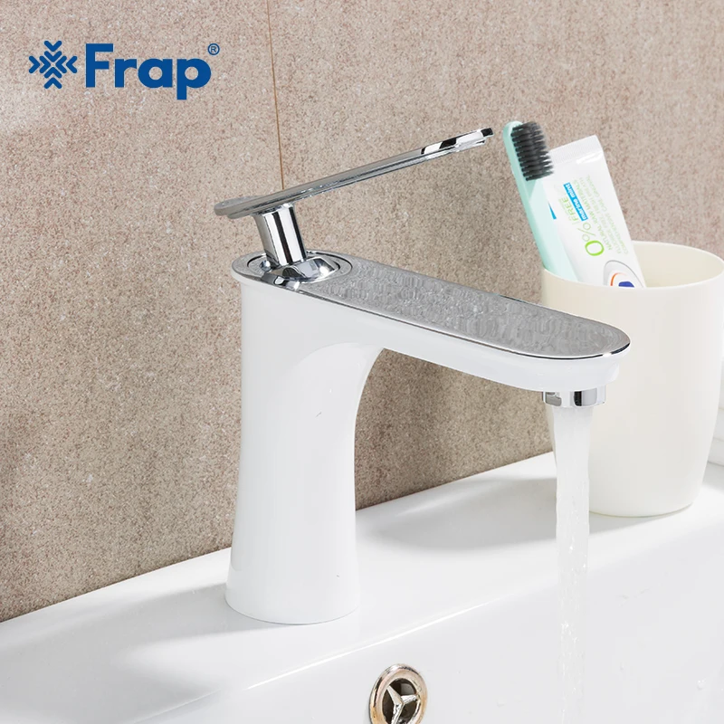 Смеситель для раковины FRAP Y10132 белый хромированный кран ванной комнаты крепление