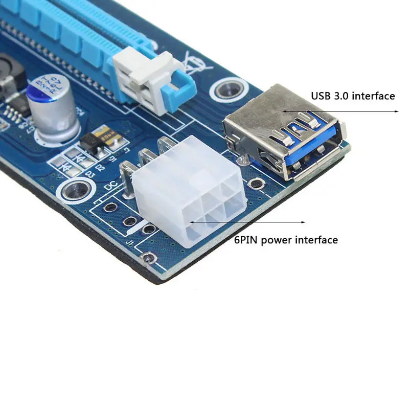 Переходная карта Pci E Express 1X к 16X Riser Card Usb 3 0 Sata 6Pin кабель питания для Btc Bitcoin Mining Antminer
