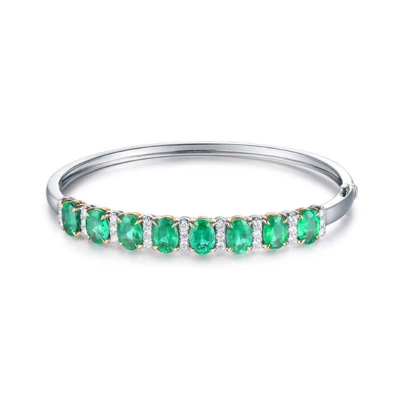LOVERJEWELRY однотонный 18 К Au750 белый золотой овальной формы зеленый изумруд свадебный