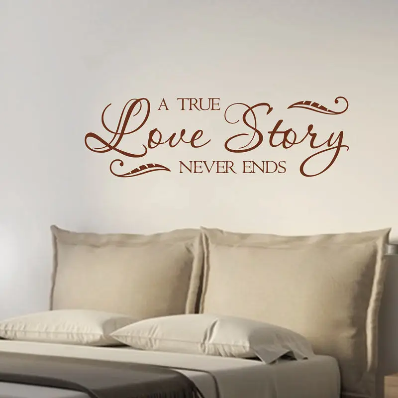 Виниловые Настенные Стикеры с надписью true love stories never ends q0301 | Дом и сад