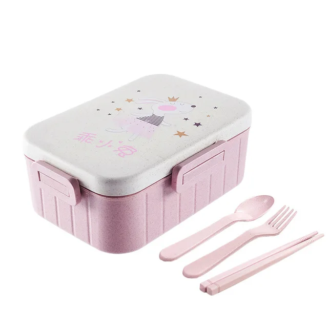 Pink MICCK здоровая микроволновая печь мультфильм Ланч-бокс для детей милый печать Bento box Портативный контейнер для еды столовая посуда Офис школа - Цвет: Pink