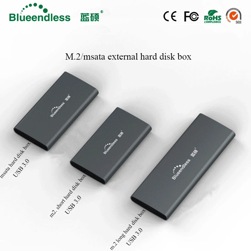 Blueendless M.2 портативный корпус для жесткого диска Ssd Тип c Usb 3 0 Msata 2242/2260/2280