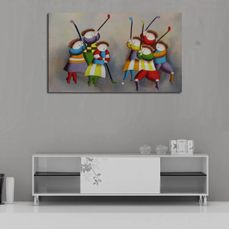 

big size Handpainted Oil Paintings On Canvas wall Art Picture High Quality pianting HockeyBall Game Wall Stickers for Home Decor