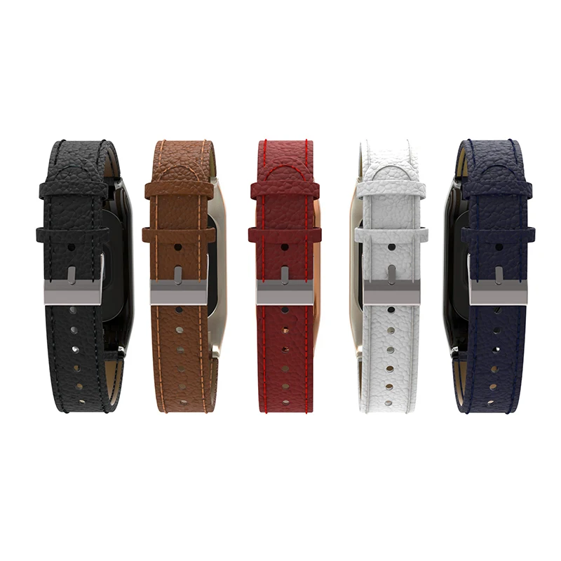 Free Film for Xiaomi Smart Band 3 Leather wrist strap For Xiao mi Mi Band3 Bracelet Strap Miband Colorful Metal Case Wristband |