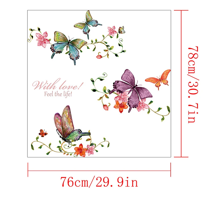 ТВ наклейки на стену моющиеся самоклеющиеся бабочки лоза креативные поделки ПВХ