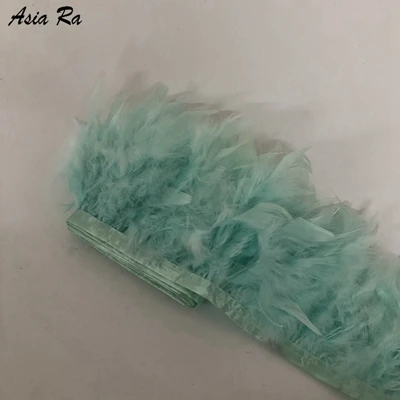 mint green 10 метров темно-синий натуральный Турция бахрома с перьями лента 10-15 см для свадьбы юбка платье украшения DIY вечерние Craft перо - Цвет: mint green