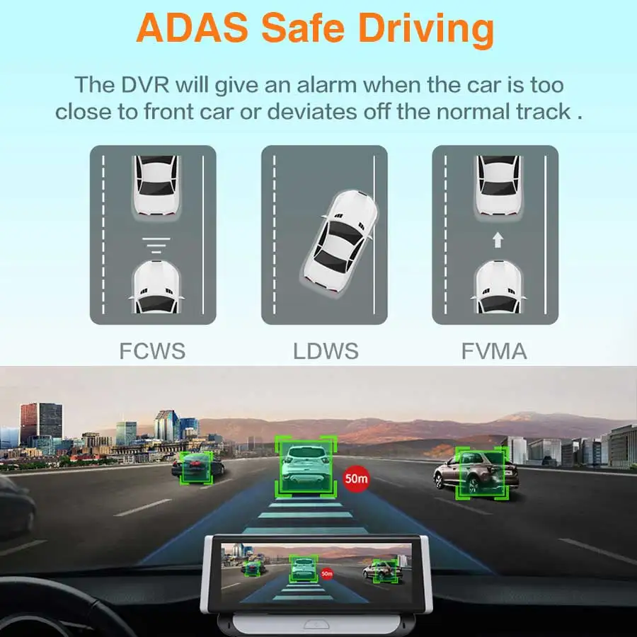 Olisine 8 'ƊG Android Автомобильный видеорегистратор GPS навигатор ADAS Wifi Bluetooth Dashcam