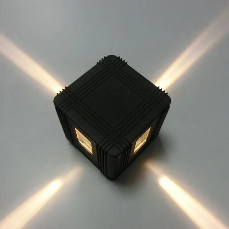 للبيع 5 قطعة/الوحدة 4W COB مربع IP67 مكعب أدى الجدار مصباح 4 الجانب الإضاءة في الهواء الطلق للماء IP65 حديقة غرفة نوم الشمعدان ضوء