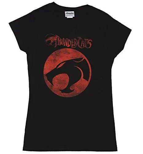Для женщин s черный Thundercats логотип Футболка тонкая футболка | Женская одежда