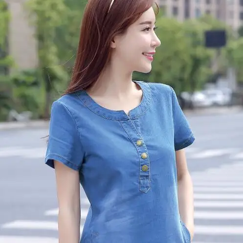 Джинсовое платье для женщин на весну и лето 2019 джинсы хараюку с пуговицами без