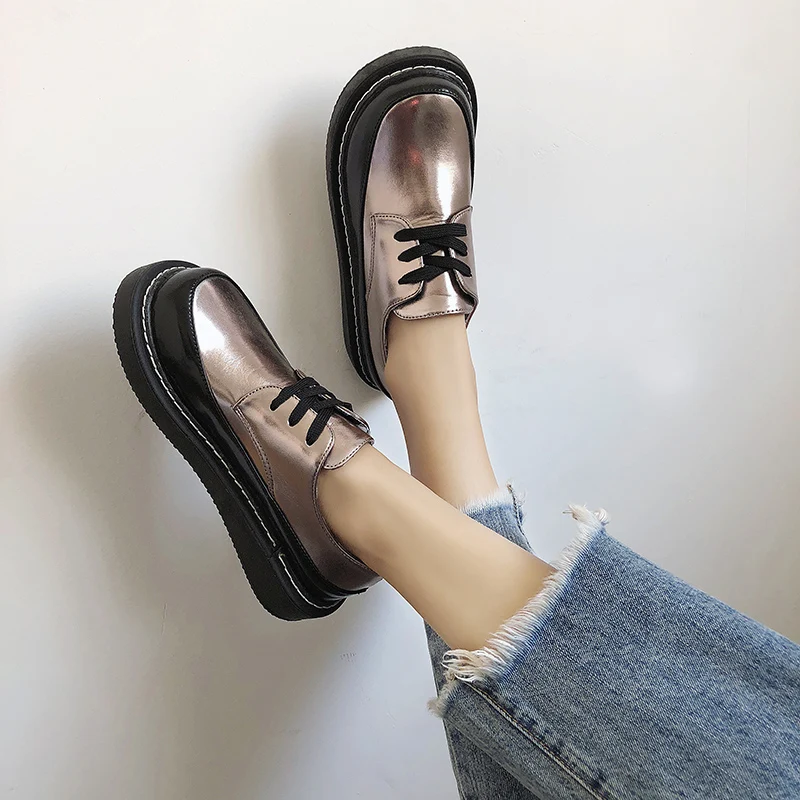 Женская обувь с круглым носком в стиле Харадзюку Весенняя мягкая на низком