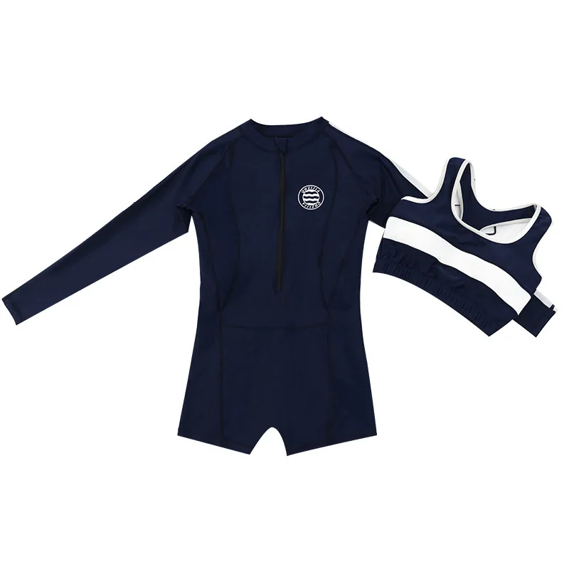 

Long Sleeve Bathing Suit Plavky Ladies Swimwear Swimsuit Woman Sports Women Rash Guard Surfing Movement Bubble Swimming Beach