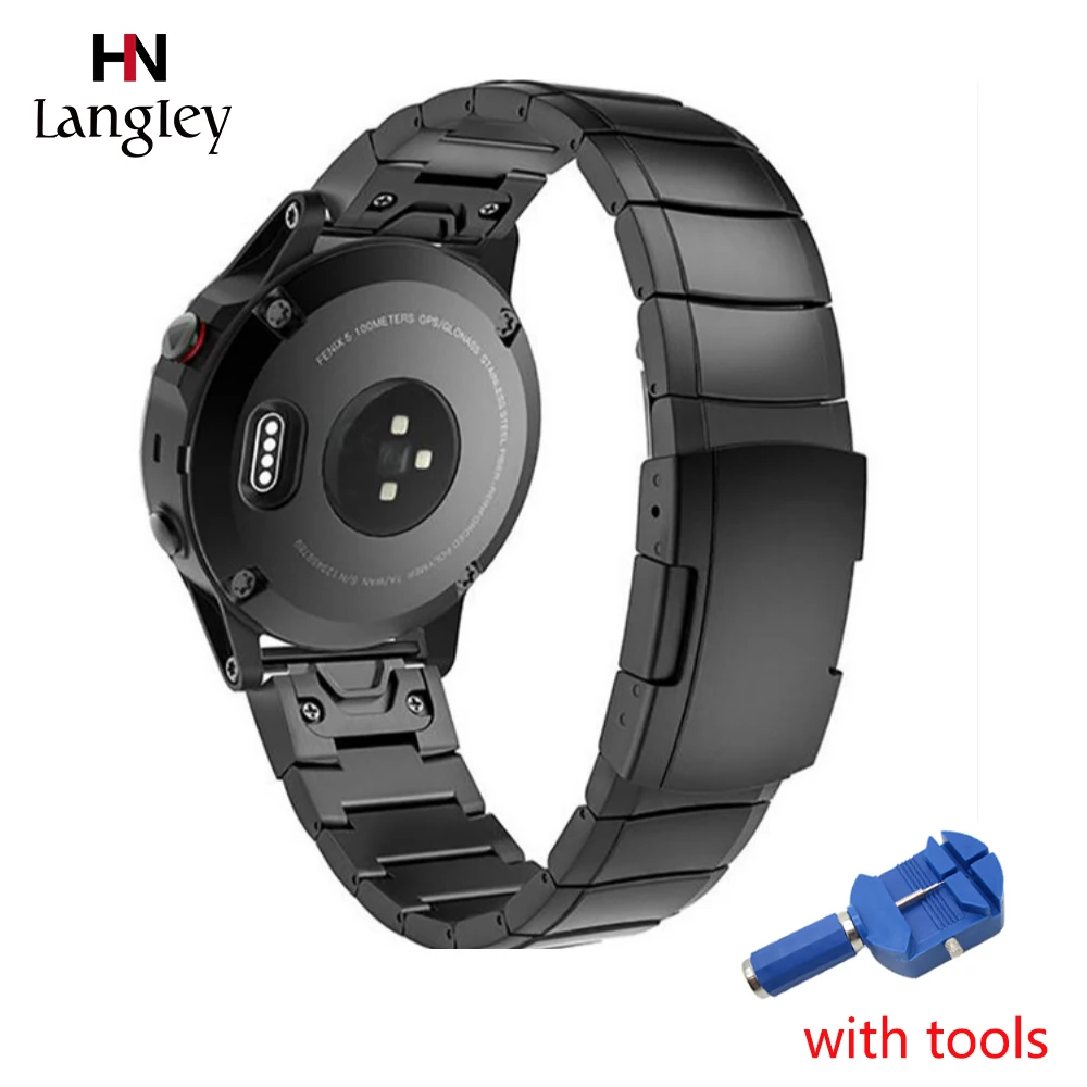 

20/22/26 mm Stainless Steel Watchband For Garmin fenix6x Forerunner Fenix 3 / HR / 5X / 5S / 5 Strap Wristband Watch Accessories
