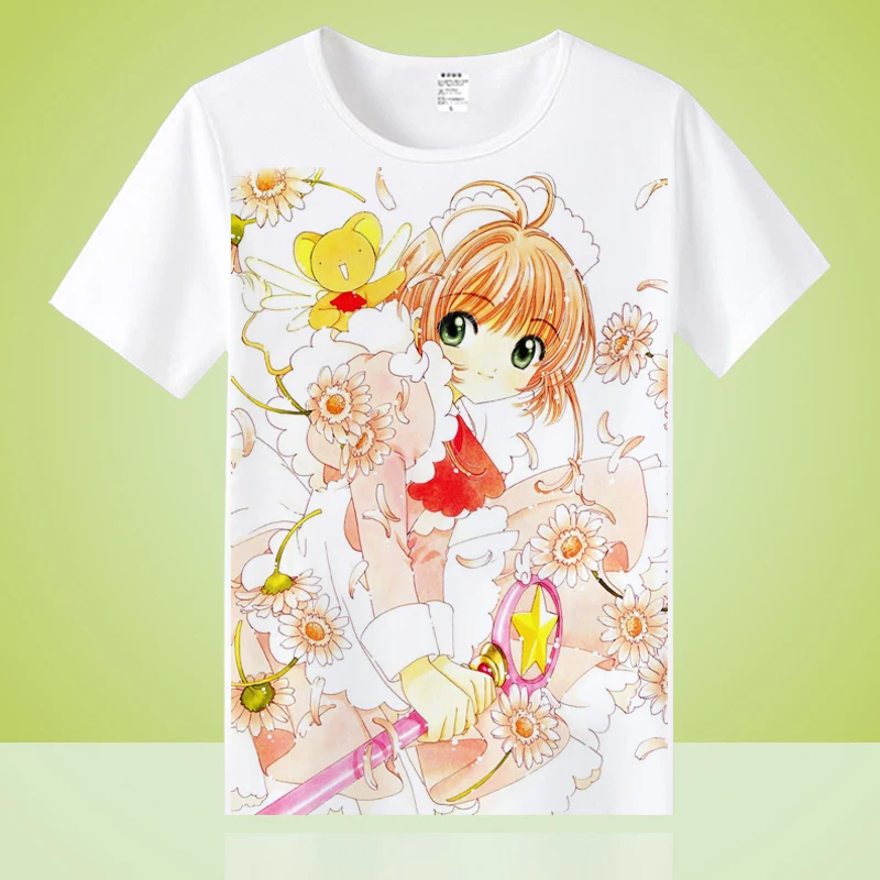 Футболка Cardcaptor Sakura с коротким рукавом белая футболка футболки для подростков