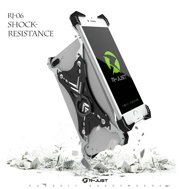 R-just X Shape Ring Holder case For iPhone Personality Shell for 6s 7 8 plus Case Metal Bumper With Gift Glass Film |