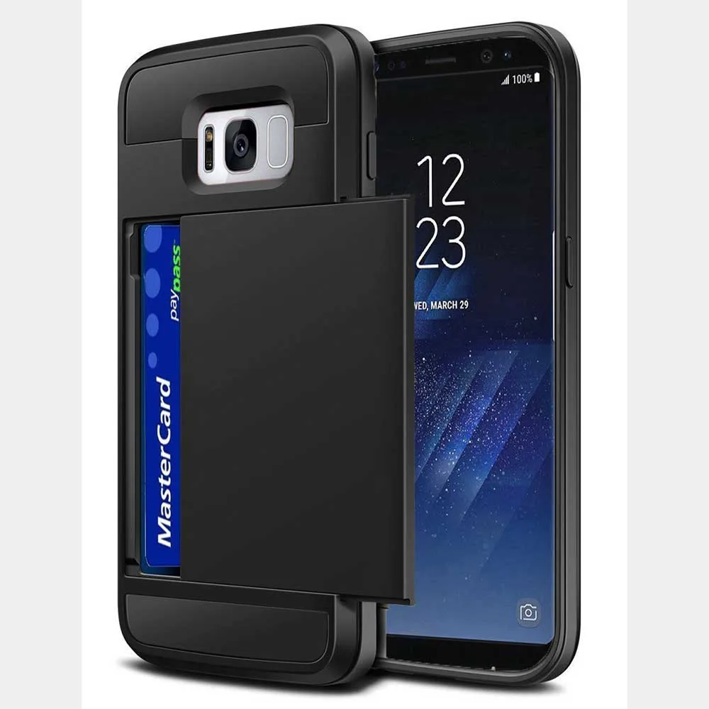 Слот Для карт Черный Противоударный Задняя Крышка для Samsung Galaxy S8 Плюс Чехол Чехлы