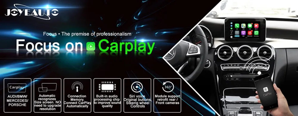 Joyeauto Aftermarket Беспроводной OEM Apple CarPlay Android авто зеркало Дооснащение Mercedes C Класс W205 GLC X253 15-19 NTG5 автомобиль играть