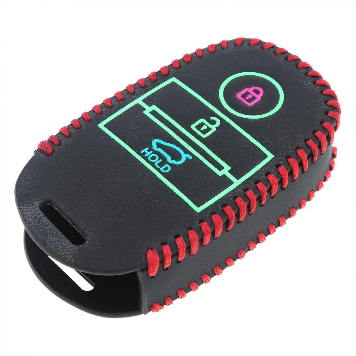 3 Colors Buttons Hand Sewed Leather Noctilucent Car Key Cover Protector Holder with Hang Buckle for KIA RIO Sportage 2016 Ceed | Автомобили