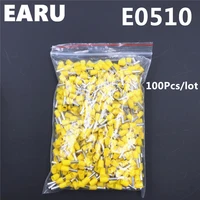 100pcs e0510 tube insulating insulated terminal 0 5mm2 22awg cable wire connector insulating crimp e black yellow blue red green