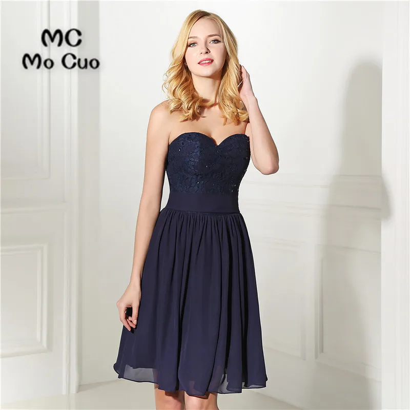 Темно-синее платье для выпускного вечера недорогое ТРАПЕЦИЕВИДНОЕ мини-платье с