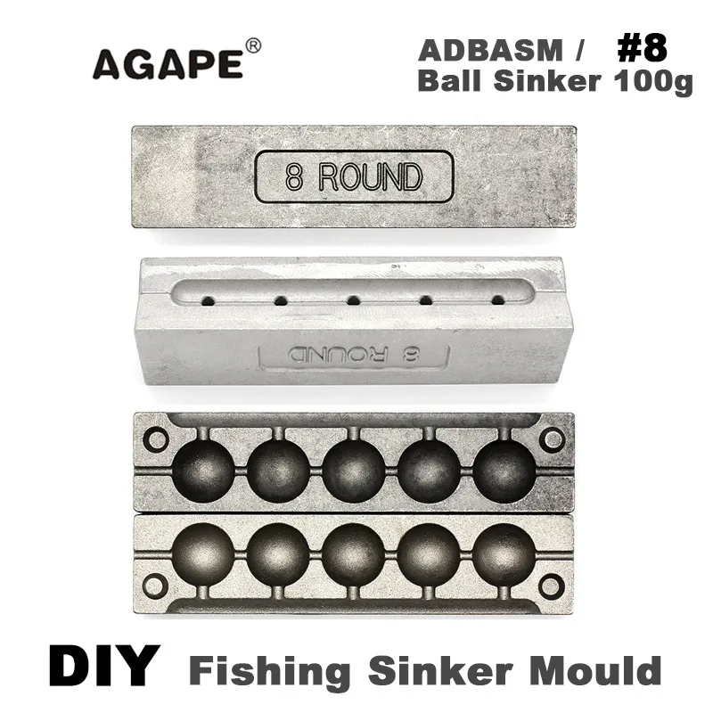 Agape DIY рыболовные шарики грузила форма ADBASM/#8 шариковый 100 г 5 полостей|Рыболовные