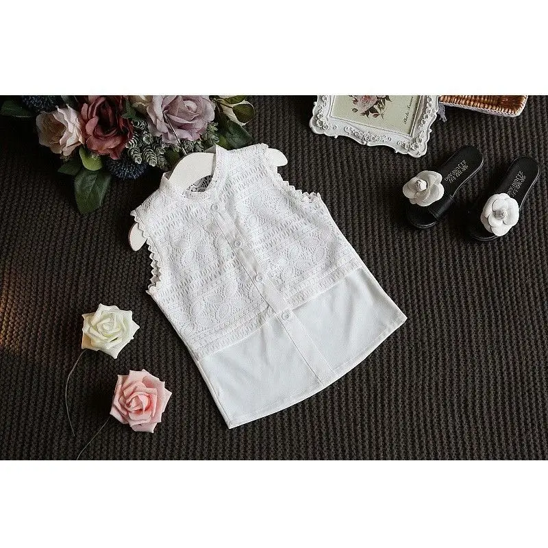 Комплект одежды для маленьких девочек элегантные модные белые кружевные топы