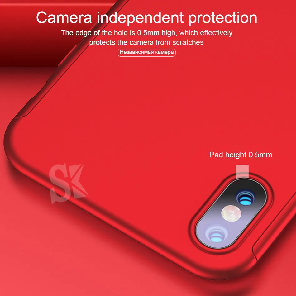 SK полная защита 360 чехол для Iphone X ПК Жесткий корпус Защитная крышка х с закаленным