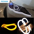 Дневные ходовые огни Pecham, 2 шт., 30 см, 40 см, 60 см, 12 В, гибкие ДХО, автомобильные поворотные сигналы, автомобильные cob дневные ходовые огни