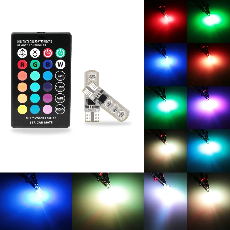 RGB светодиод T10 W5W лампочка 194 168 дистанционное управление внутренний источник