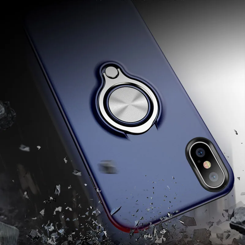 Phone Case For iPhone XS MAX XR X Luxury Finger Ring Holder 6 6S 7 8 Plus Solid Color Hard Kickstsand Cover | Мобильные телефоны и