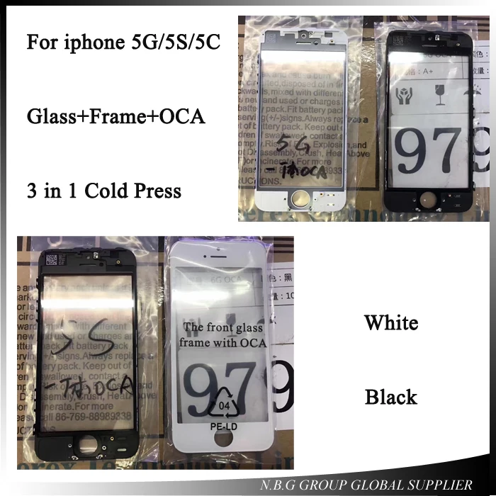 20 шт./лот холодное прессование внешнее стекло со средней рамкой ободок + OCA вместе