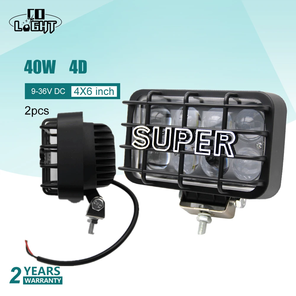 CO LIGHT Led 12 Volt 40W Additional Lights 4X6 Leds Off Road 4X4 Auto Light Spot 4D for Lada Niva Uaz Tractor Jeep Wrangler Boat |