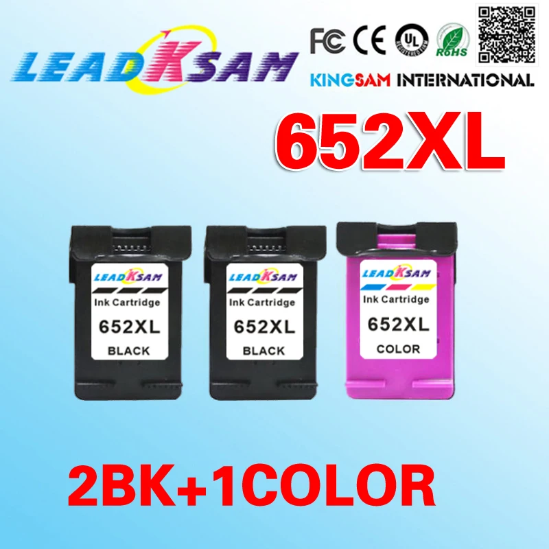 Картридж чернильный LeadKsam 652 2BK + 1 цвет совместимый с hp652 652xl Deskjet 1115 1118 2135 2136 2138 3635|ink