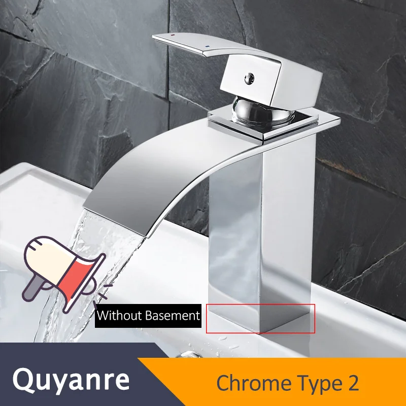 Quyanre, хромированный Водопад, смеситель для раковины, античная латунь, смеситель для раковины, с одной ручкой, смеситель для ванной комнаты, кран для водопада