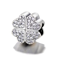 authentic 925 sterling silver charm bead charming clover crystal beads for original pandora charm bracelets bangles jewelry