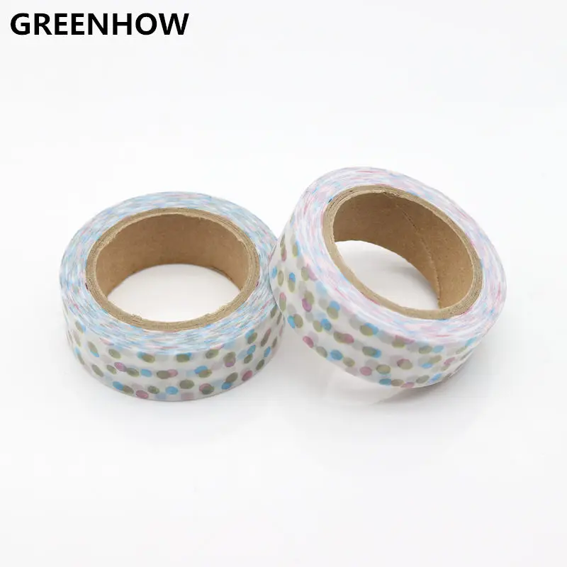 Японская клейкая лента GREENHOW разноцветные ленты для маскировки в горошек новинка