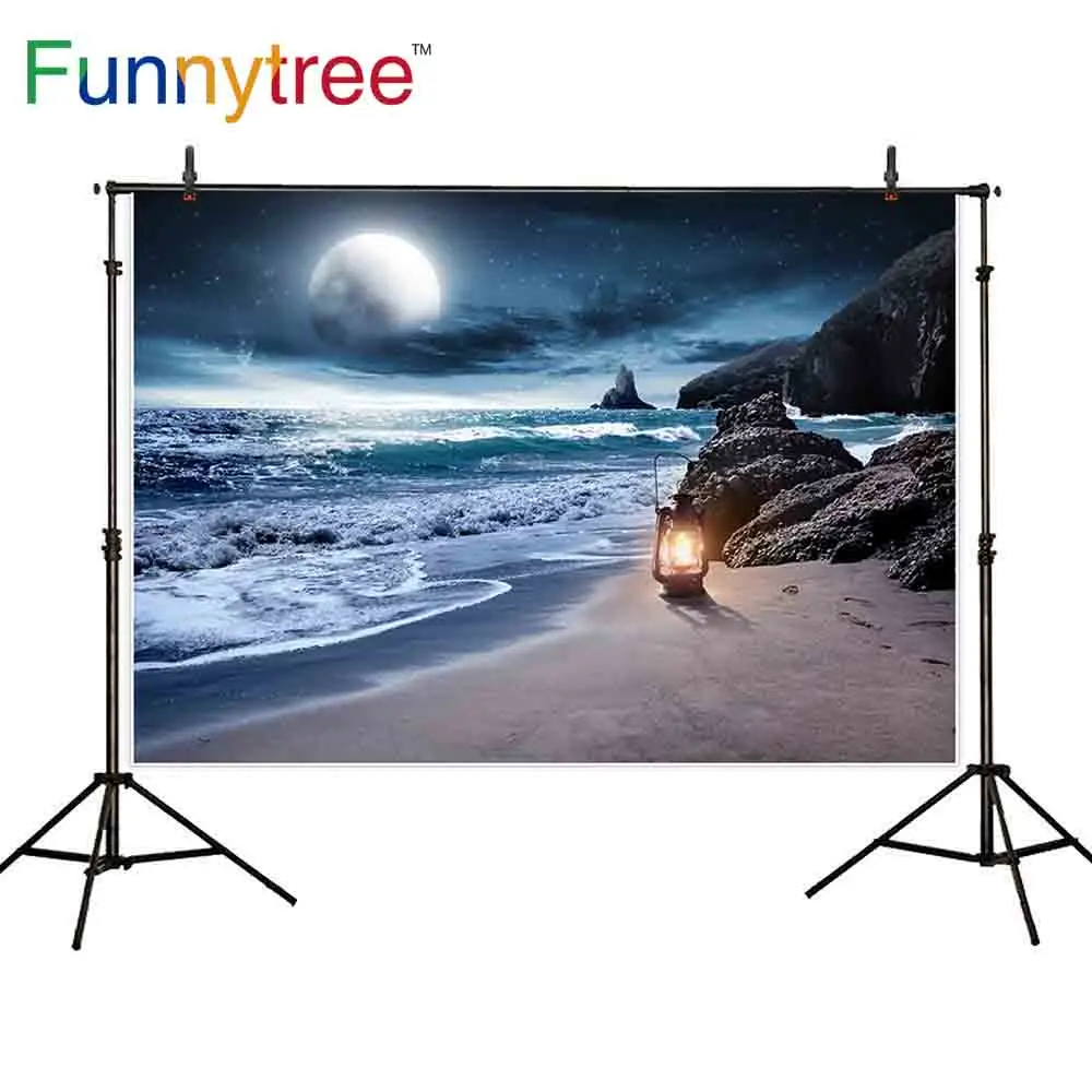 

Funnytree backdrop for photographic studio sea beach reef moon night nature view professional background photobooth photocall