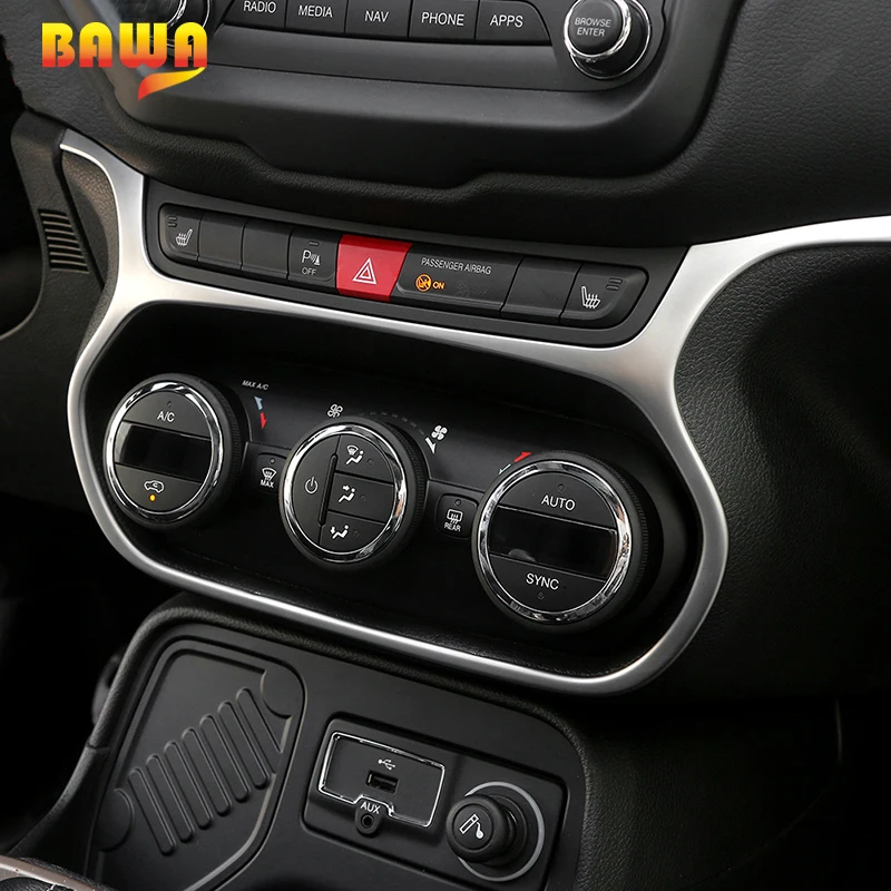 

BAWA Interior Mouldings Air Conditioning Switch Decoration Frame for Jeep Renegade 2016-2017 ABS Car Interior Accessories