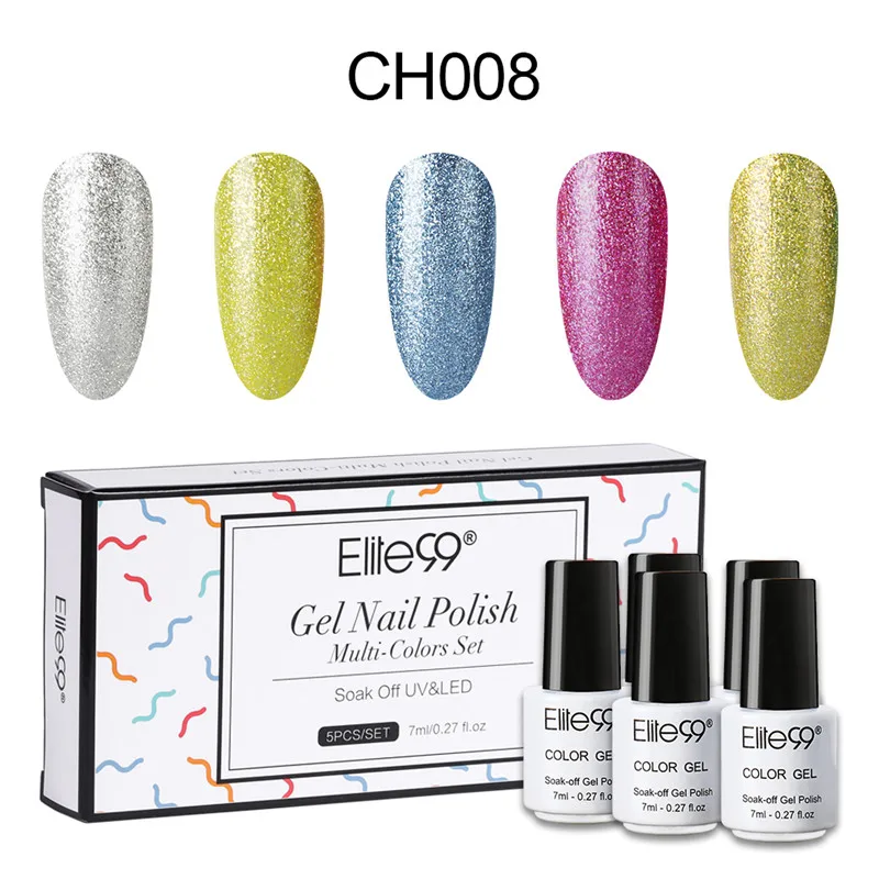 

Elite99 5pcs/lot Gel Nail Polish Nail Art Manicure 7ml Acrylic Gel Lacquer UV Lamp Nails Soak Off Nails Top Gel Laquer