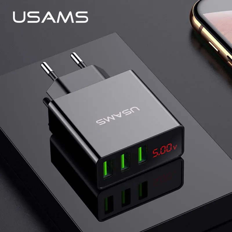 Светодиодный дисплей 3 USB зарядное устройство USAMS Универсальное для мобильного